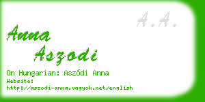anna aszodi business card